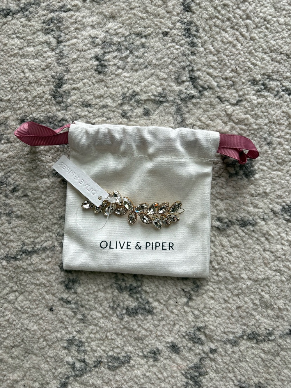 Olive & Piper Gold Crystal Leaf Hair Clip - Gold